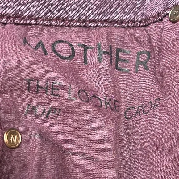 Mother Women's The Looker Crop Pop Slim Fit Jeans Size 25 Burgundy Mid-Rise